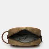 Women's toiletry bag made of recycled materials, camel