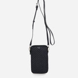 Women's mobile phone bag in green braided leather