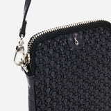 Women's mobile phone bag in green braided leather