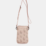 Bolso para el móvil en piel troquelada beige