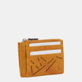 Damen-Kartenetui mit geprägtem gelbem Leder.