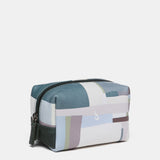 Medium green print leather toiletry bag