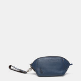 Blue leather toiletry bag