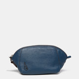 Blue leather toiletry bag