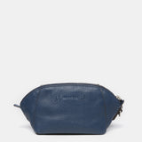 Blue leather toiletry bag