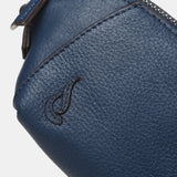 Blue leather toiletry bag