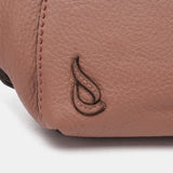 Orange leather toiletry bag