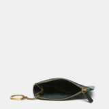 Half moon wallet in green leather