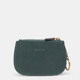 Half moon wallet in green leather