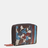 Cartera pequeña en piel con estampado multicolor