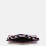 Leather card holder with multicolour geometric print