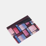 Leather card holder with multicolour geometric print