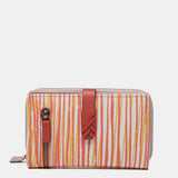 Cartera mediana en piel con estampado en coral