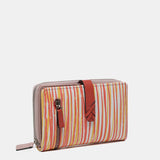 Cartera mediana en piel con estampado en coral