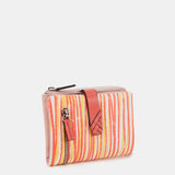 Cartera pequeña en piel con estampado en coral