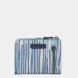 Cartera pequeña en piel con estampado en azul