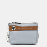 Monedero en piel bicolor gris