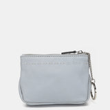 Monedero en piel bicolor gris
