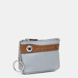Monedero en piel bicolor gris