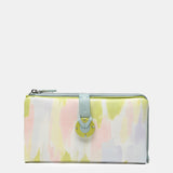 Large leather wallet with green print