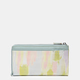 Large leather wallet with green print