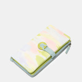 Large leather wallet with green print