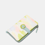 Medium leather wallet with green print