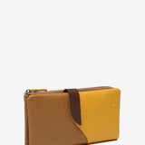 Large leather wallet in camel tones