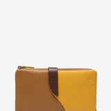 Large leather wallet in camel tones