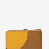 Large leather wallet in camel tones