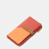 Large leather wallet in coral tones