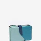 Medium leather wallet in blue tones