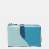 Cartera mediana en piel en tonos azules