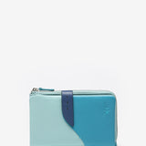 Medium leather wallet in blue tones