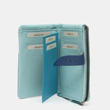 Cartera mediana en piel en tonos azules