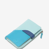 Medium leather wallet in blue tones