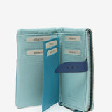 Medium leather wallet in blue tones