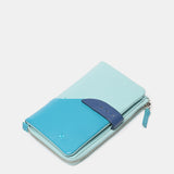 Cartera mediana en piel en tonos azules
