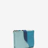 Small leather wallet in blue tones