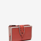 Medium wallet in coral leather