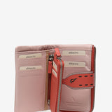 Medium wallet in coral leather