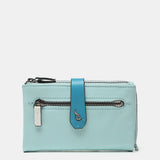 Cartera mediana en piel bicolor azul