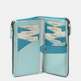 Cartera mediana en piel bicolor azul