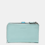 Cartera mediana en piel bicolor azul