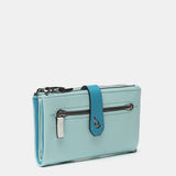Cartera mediana en piel bicolor azul