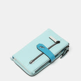 Cartera mediana en piel bicolor azul