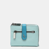 Cartera pequeña en piel bicolor azul