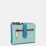 Cartera pequeña en piel bicolor azul