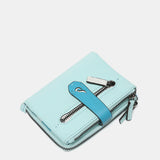 Cartera pequeña en piel bicolor azul
