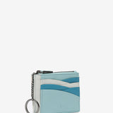 Two-tone blue leather card holder